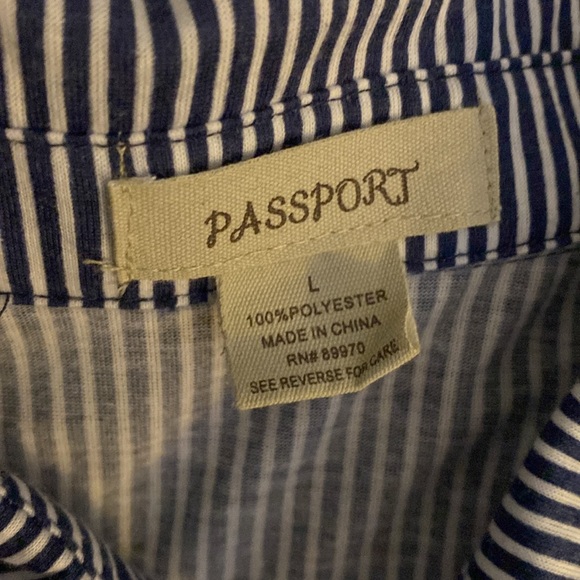 Blue and white stripes dress with string around it (brown) - Picture 3 of 4